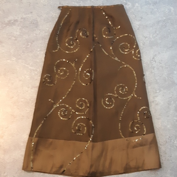 Ann Taylor long black silk skirt with sequins - Picture 4 of 7